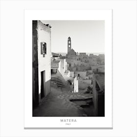 Poster Of Matera, Italy, Black And White Analogue Photography 1 Canvas Print