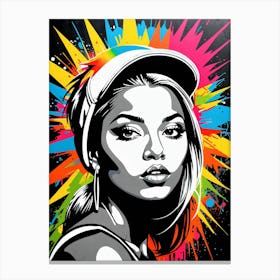 Graffiti Mural Of Beautiful Hip Hop Girl 80 Canvas Print