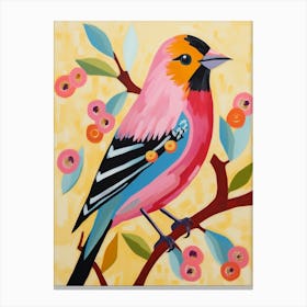 Pink Scandi American Goldfinch 3 Canvas Print