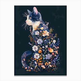 floral kitten Canvas Print