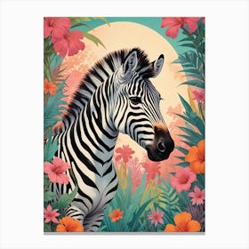 Zebra In The Jungle Canvas Print