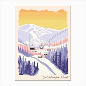 Poster Of Vail Mountain Resort   Colorado, Usa, Ski Resort Pastel Colours Illustration 0 Canvas Print
