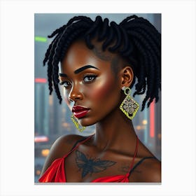 Afro-American Women Portrait Canvas Print