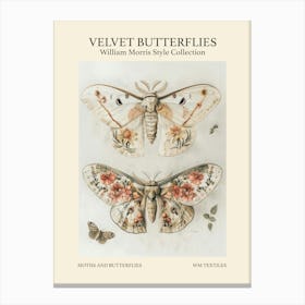 Velvet Butterflies Collection Moths And Butterflies William Morris Style 5 Canvas Print