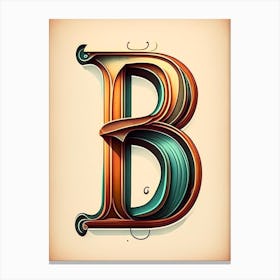 B, Letter, Alphabet Retro Drawing 4 Canvas Print