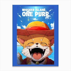 Whisker Island One Purr - Cat Cartoon Inspired By One Piece Canvas Print
