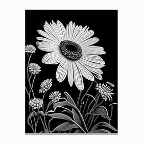 Shasta Daisy Wildflower Linocut 1 Canvas Print