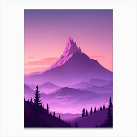 Misty Mountains Vertical Composition In Purple Tone 69 Canvas Print