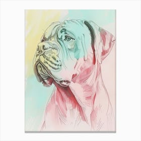 Mastiff Dog Pastel Line Painting 3 Canvas Print