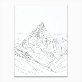 Ama Dablam Nepal Line Drawing 8 Canvas Print