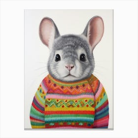 Baby Animal Wearing Sweater Chinchilla 1 Canvas Print