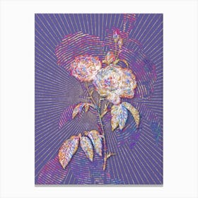 Geometric Purple Roses Mosaic Botanical Art on Veri Peri n.0043 Canvas Print