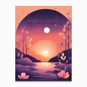 Sunset Landscape VECTOR ART Canvas Print