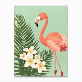 Andean Flamingo And Frangipani Minimalist Illustration 4 Canvas Print