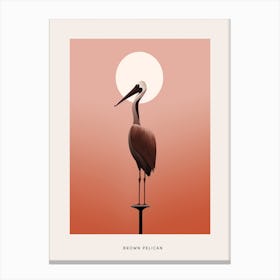 Minimalist Brown Pelican 3 Bird Poster Canvas Print