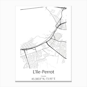 L Ile Perrot,Canada Minimalist Map Canvas Print