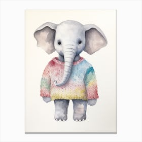 Baby Animal Watercolour Elephant 3 Canvas Print