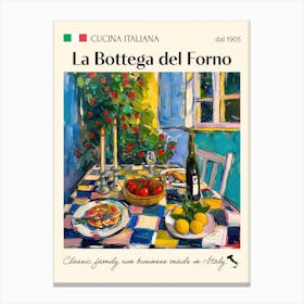 La Bottega Del Forno Trattoria Italian Poster Food Kitchen Canvas Print