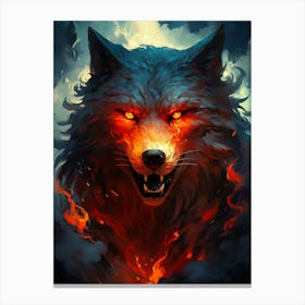 Wolf In Fire 1 Canvas Print