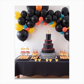 Black And Yellow Birthday Party Canvas Print