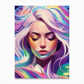 Sexy Girl With Colorful Hair Canvas Print