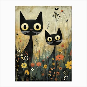 Cats In The Meadow 3 Canvas Print