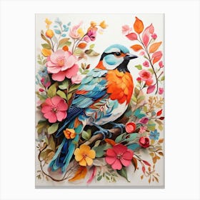 Bird With Flowers 5 Canvas Print