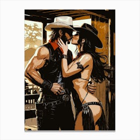 Kissing Of Cowboy Stampe su tela