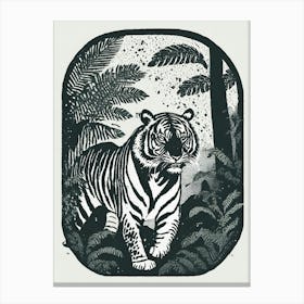 A Prowling Tiger In A Dense Jungle Underbrush Canvas Print