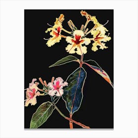 Neon Flowers On Black Lantana 2 Canvas Print