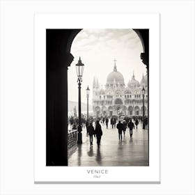 Poster Of Venice, Italy, Black And White Analogue Photography 4 Canvas Print