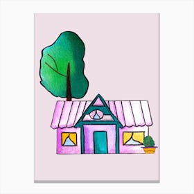 Purple Cute House Canvas Print
