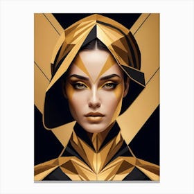 Geometric Woman Portrait Luxury Gold (9) Canvas Print