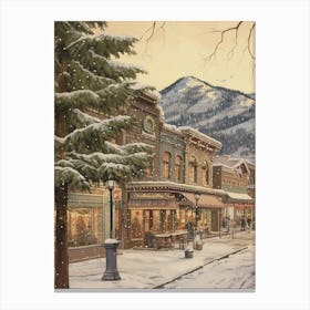 Vintage Winter Illustration Leavenworth Washington 1 Canvas Print