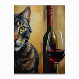 Cat And Wine 1 Canvas Print