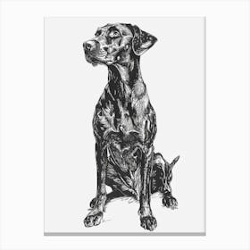 Dog Black Line Art Canvas Print