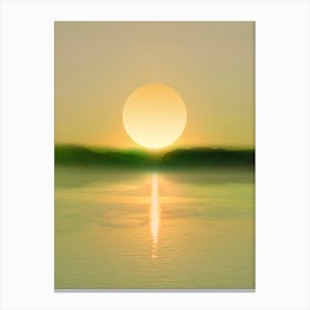 Green Big Sunset Canvas Print
