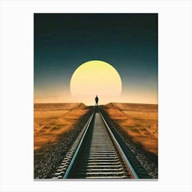 Sunset On The Train Tracks Canvas Print