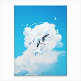 Seagulls Flying In The Sky Canvas Print