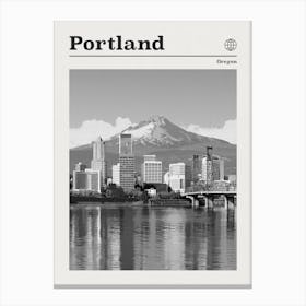 Portland Skyline Oregon Black And White Canvas Print