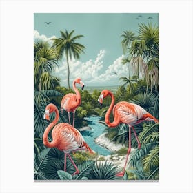 Greater Flamingo Argentina Tropical Illustration 2 Canvas Print