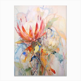 Abstract Flower Painting Protea 1 Canvas Print
