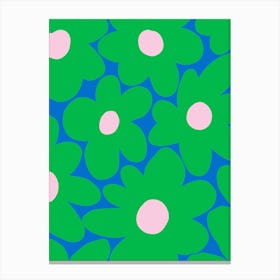 Abstract Green And Pink Flowers Canvas Print