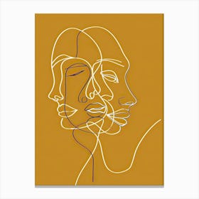 Simplicity Lines Woman Abstract In Yellow 2 Canvas Print