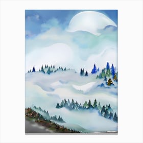 Winter Landscape With Trees And Clouds Canvas Print
