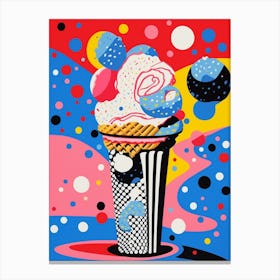Pop Art Ice Cream Sunday Polka Dots 2 Canvas Print