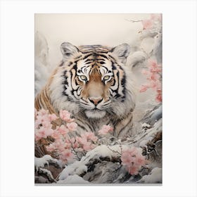 Tiger In Bloom 4 Canvas Print