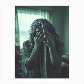 Woman Covers Her Face Canvas Print