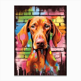 Aesthetic Vizsla Dog Puppy Brick Wall Graffiti Artworkr Canvas Print
