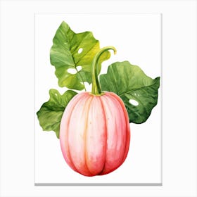 Pink Banana Pumpkin Watercolour Illustration 4 Canvas Print